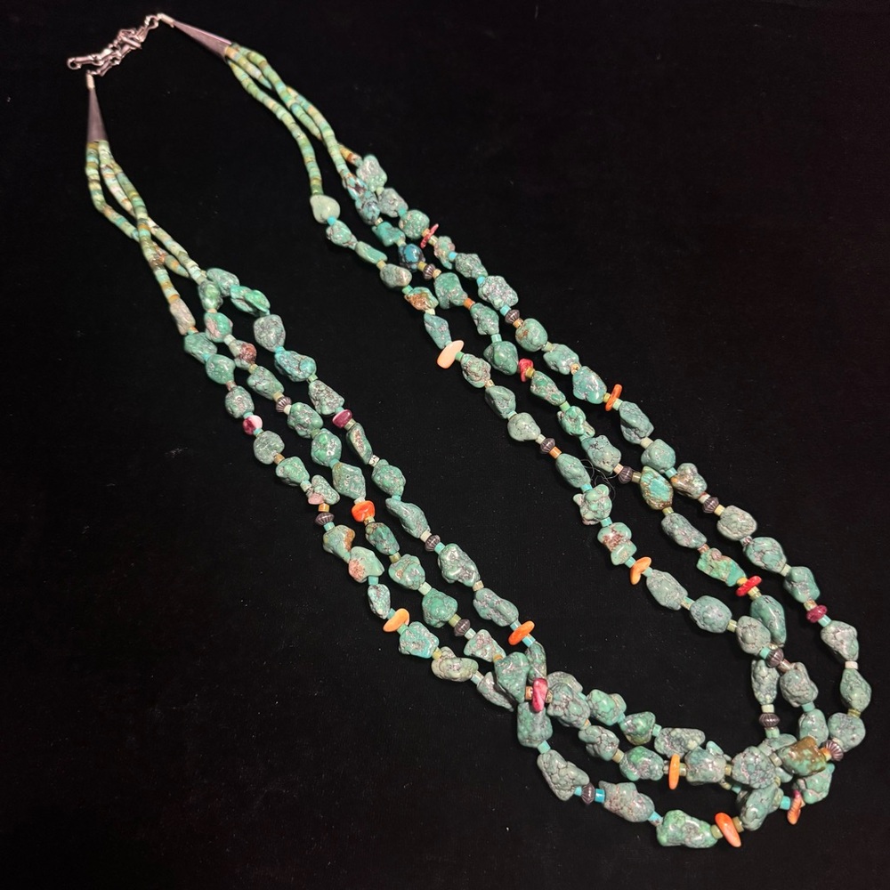 Turquoise Beaded Necklace with Multicolor Accents